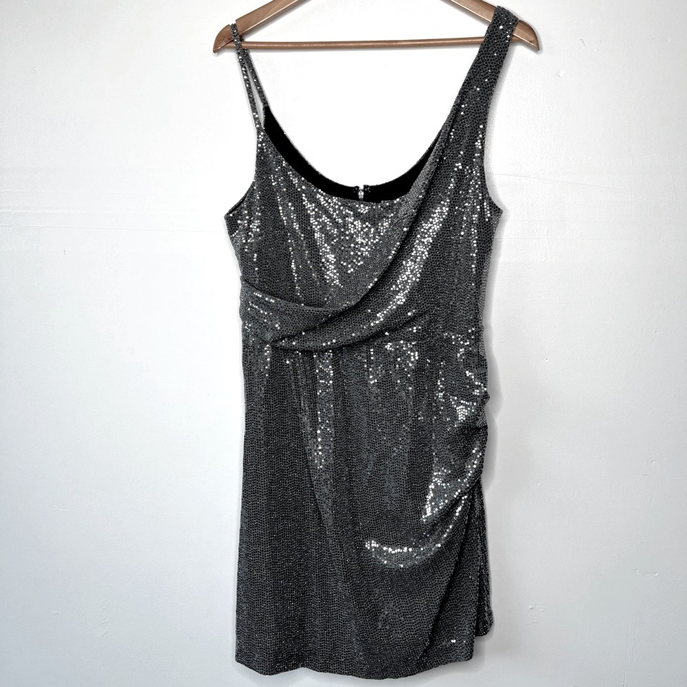 Express Silver Shimmer Cocktail Mini Dress, L